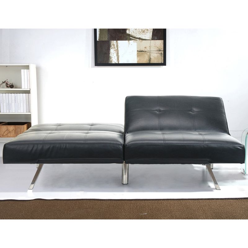 Abbyson Aspen Black Bonded Leather Foldable Futon Sleeper Sofa - Black