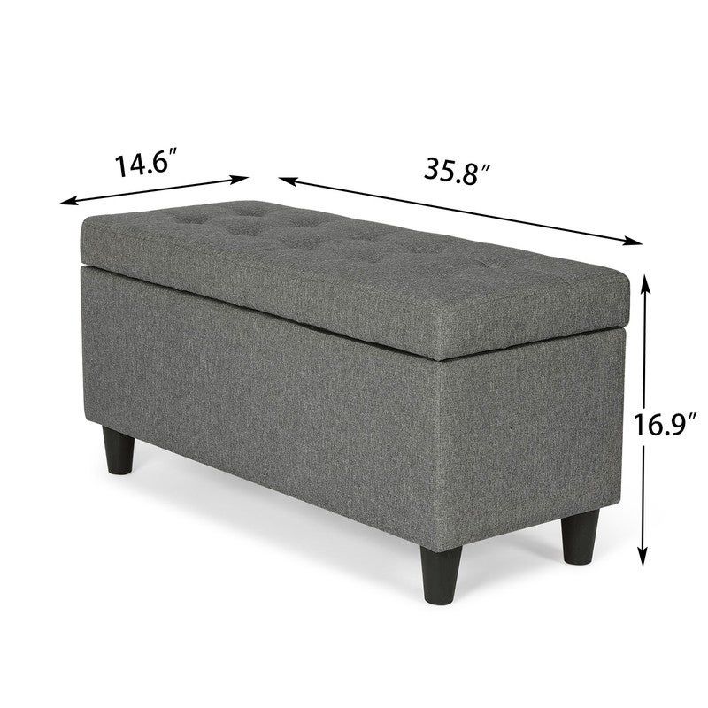 Adeco Storage Ottoman Bed Bench Fabric Tufted Upholstered Foot Stool - Teal