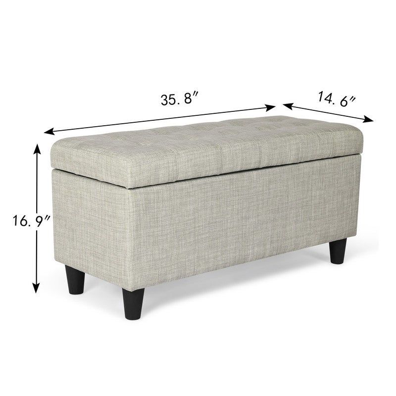 Adeco Storage Ottoman Bed Bench Fabric Tufted Upholstered Foot Stool - Teal