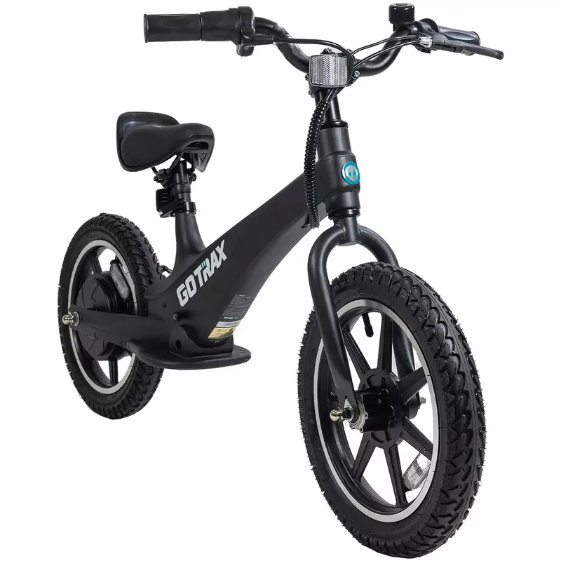 GoTrax - Kids Balance eBike with 15.5 miles Max Operating Range and 15.5 mph Max Speed - 14 - Black