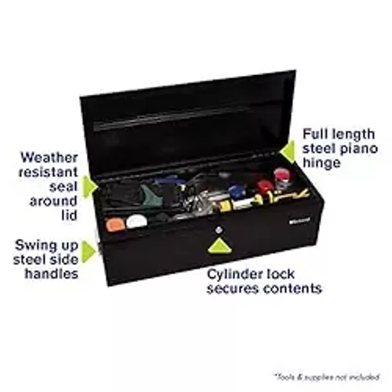 Montezuma 30" Steel Portable and Lockable Tool Storage Utility Box with Handles, Black