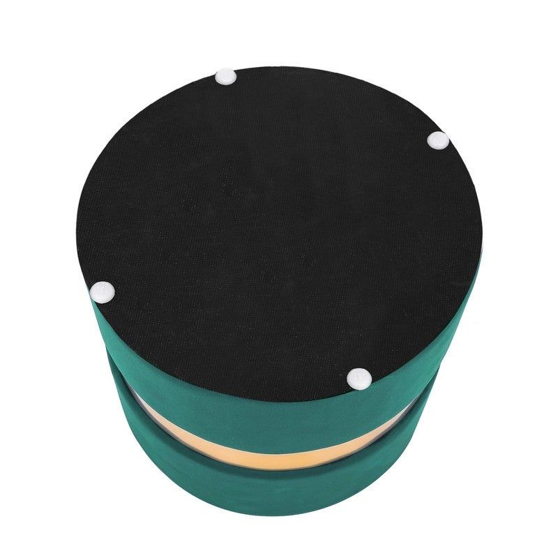 Adeco Set of 2 Velvet Storage Round Ottoman Foot Stool Metal Band - Teal