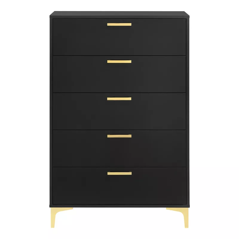 Kendall 5-Drawer Chest Black and Gold