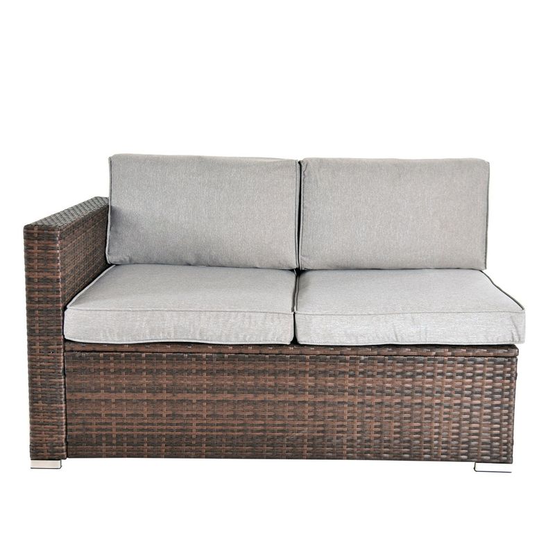 Grearden 4-Pieces Outdoor Wicker Sectional Sofa Set with Cushion - Grey