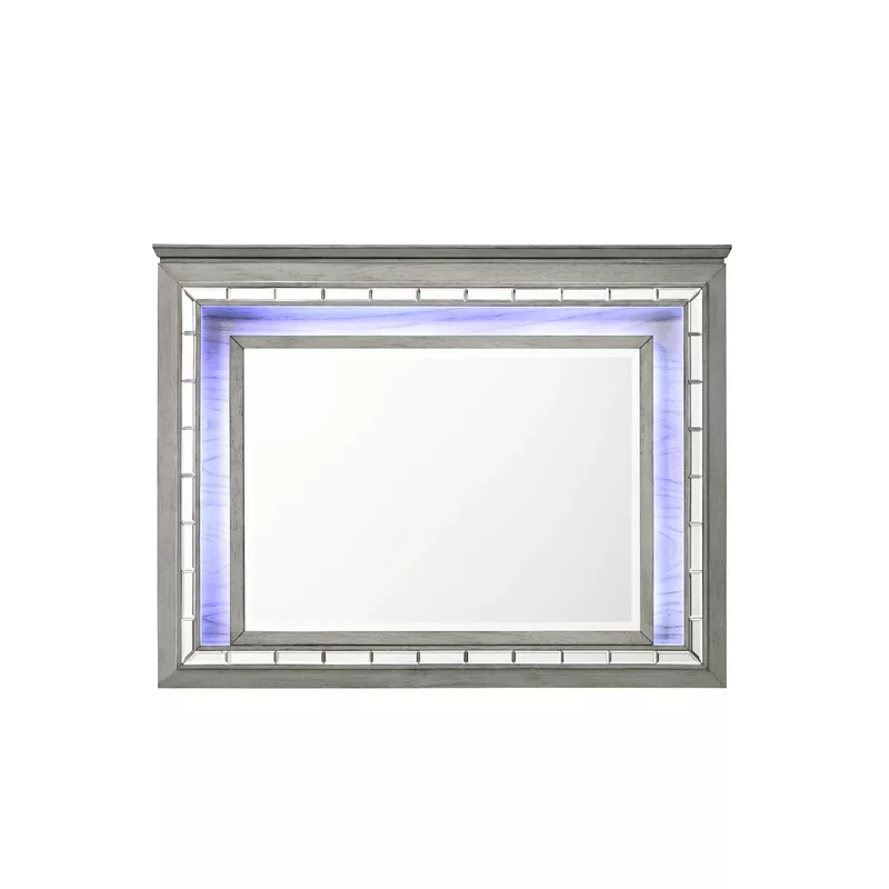 ACME Antares Mirror w/LED, Light Gray Oak