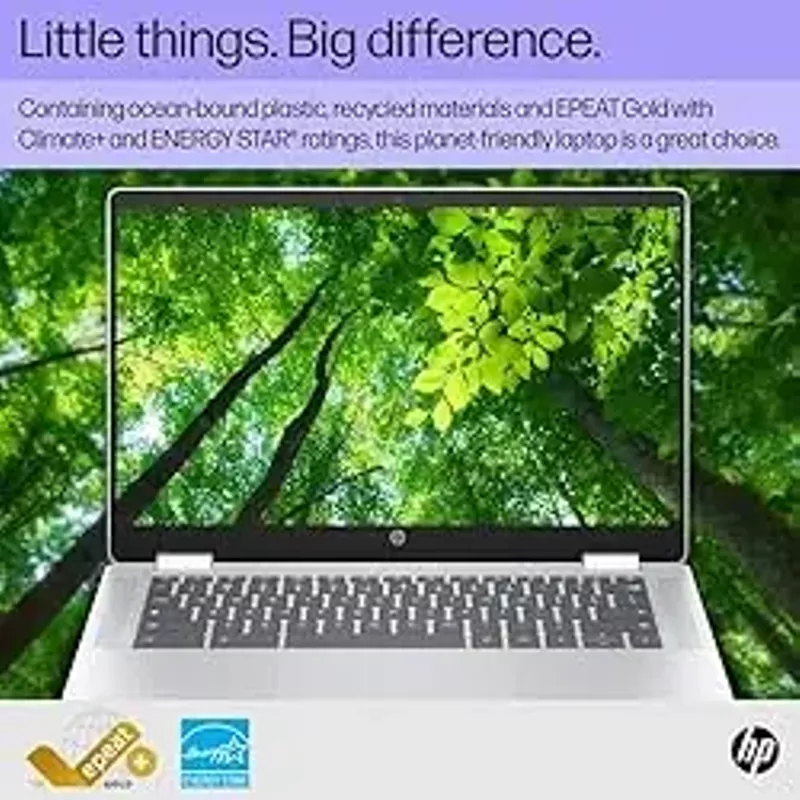 HP Chromebook x360 14 inch Laptop, HD Touchscreen, Intel Processor N100, 4 GB RAM, 64 GB eMMC, Intel UHD Graphics, Chrome OS, 14b-cd0000nr (2024)