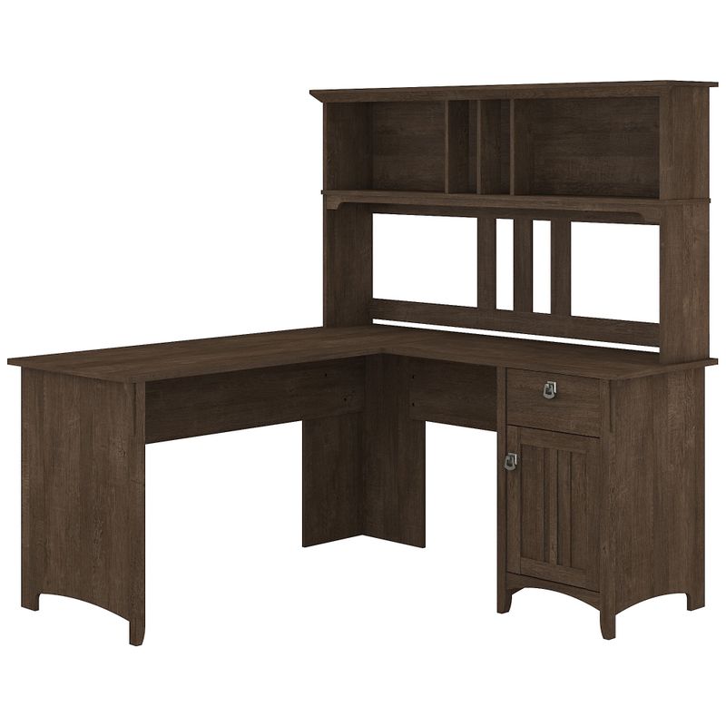 Salinas L-shaped Desk with Hutch by Bush Furniture - Reclaimed Pine