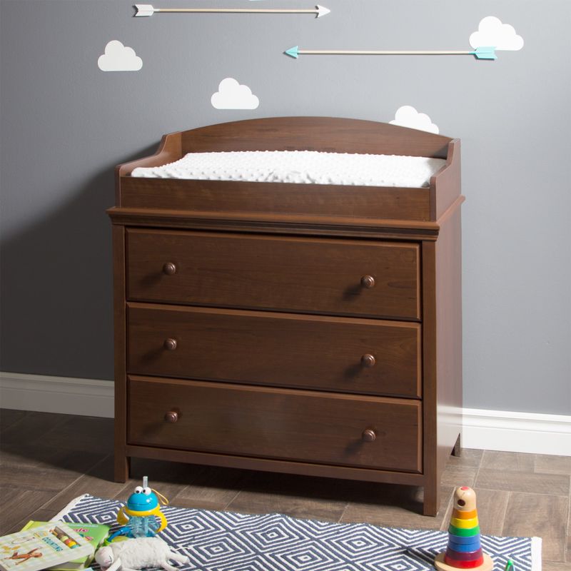 South Shore Cotton Candy Changing Table with Drawers - Cotton Candy Changing Table in Sumptuous Cherry