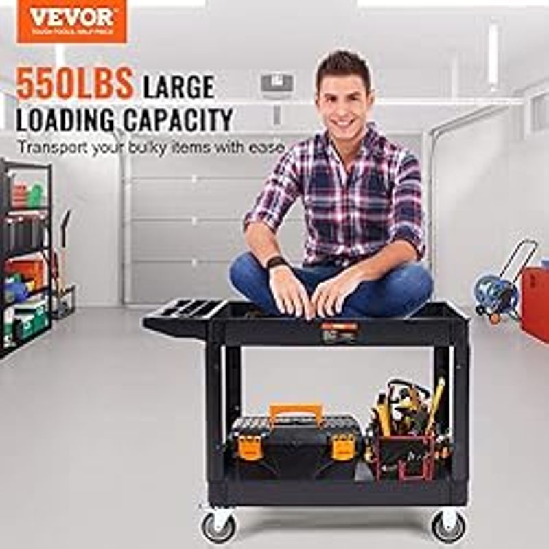 Rent to own VEVOR Utility Service Cart, 2 Shelf 550LBS Heavy Duty ...