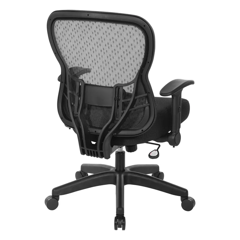 OSP Home Furnishings - Professional R2 SpaceGrid Back Manager’s Chair with Adjustable Lumbar Support and Adjustable Flip Arms - Black