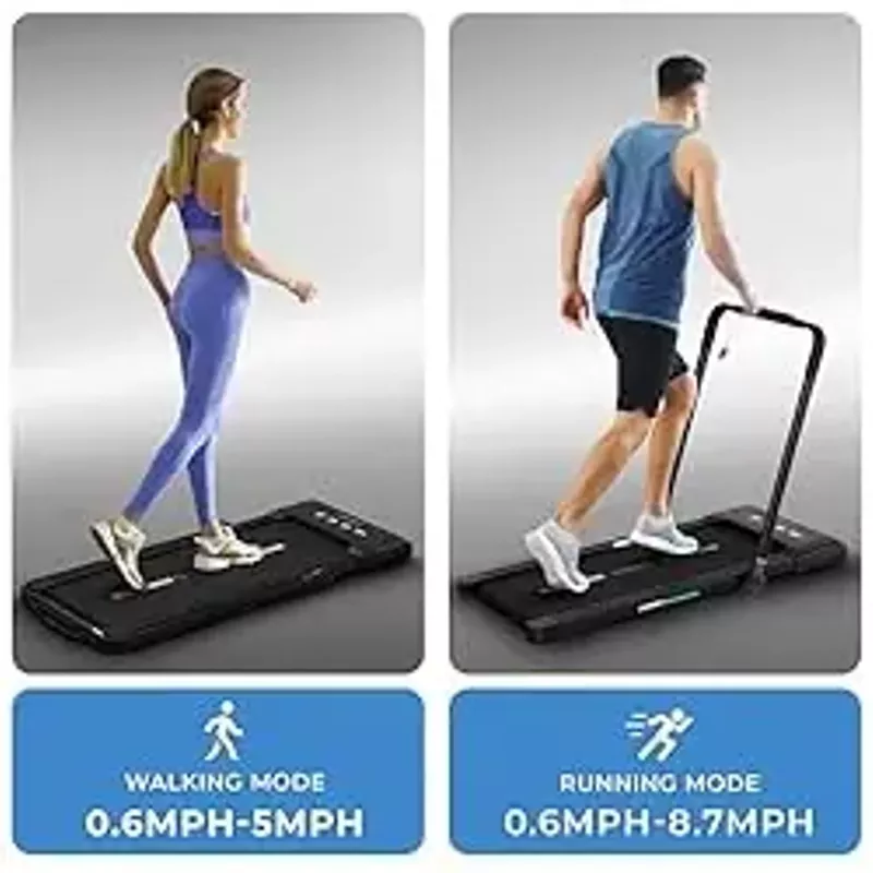 SereneLife Foldable Walking Pad Treadmill, Speed 0.6 - 7.6 MPH Under Desk 2.5 HP App Support, Easy Assembly and Storage, Wide Belt for Walking or Jogging