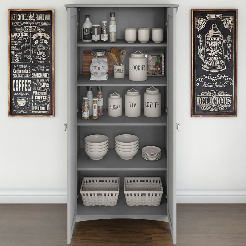 Bush Furniture Salinas Kitchen Pantry Cabinet with Doors - Pewter Finish