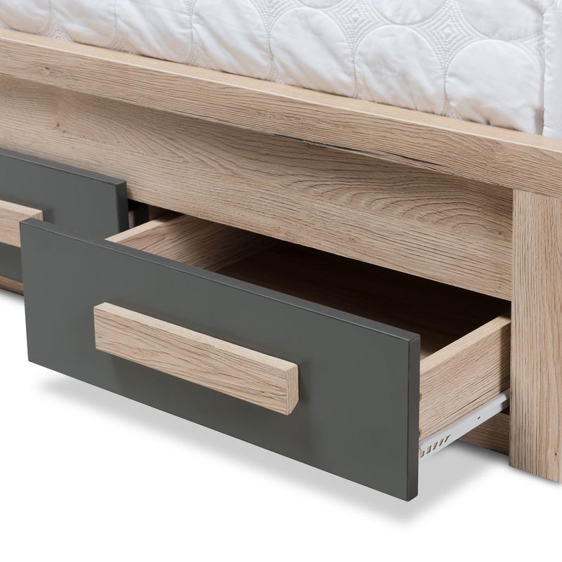 Contemporary Grey and Brown Twin Size Storage Bed by Baxton Studio - Brown