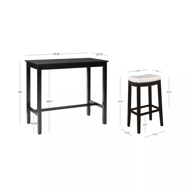 Ansley 3Pc Bar Set Black White