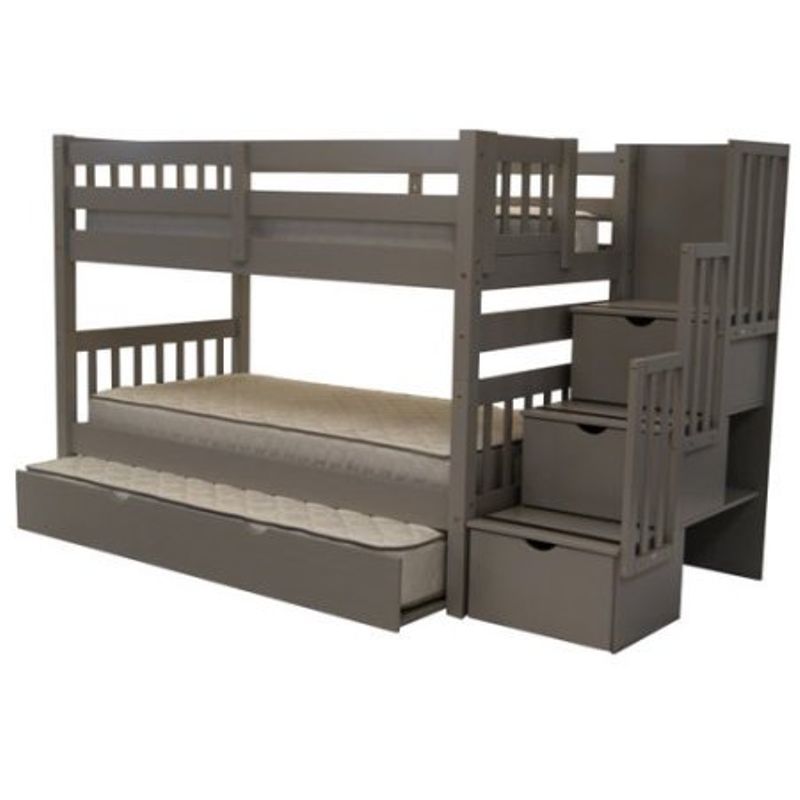 Bedz King Twin over Twin Bunk Bed with Trundle and Storage