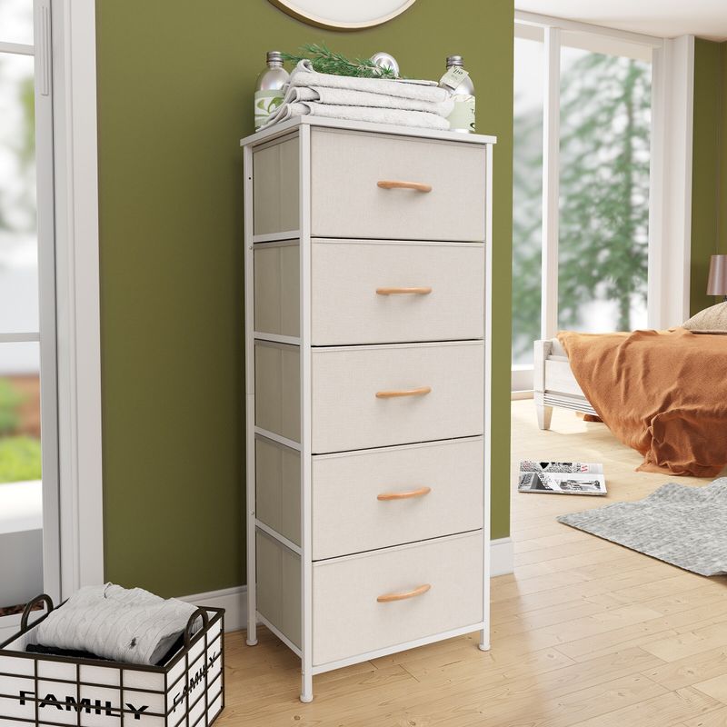 Pellebant 5 Drawers Vertical Storage Tower Organizer - Beige - 5-drawer