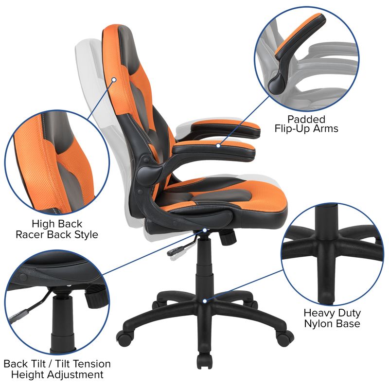 Gaming Desk and Chair Set with Cup Holder and Headphone Hook - Desk Bundle - Black