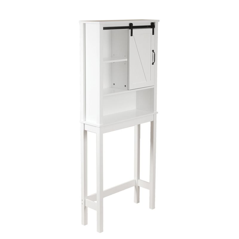 Farmhouse White MDF Over-the-Toilet Space Saver Cabinet - White