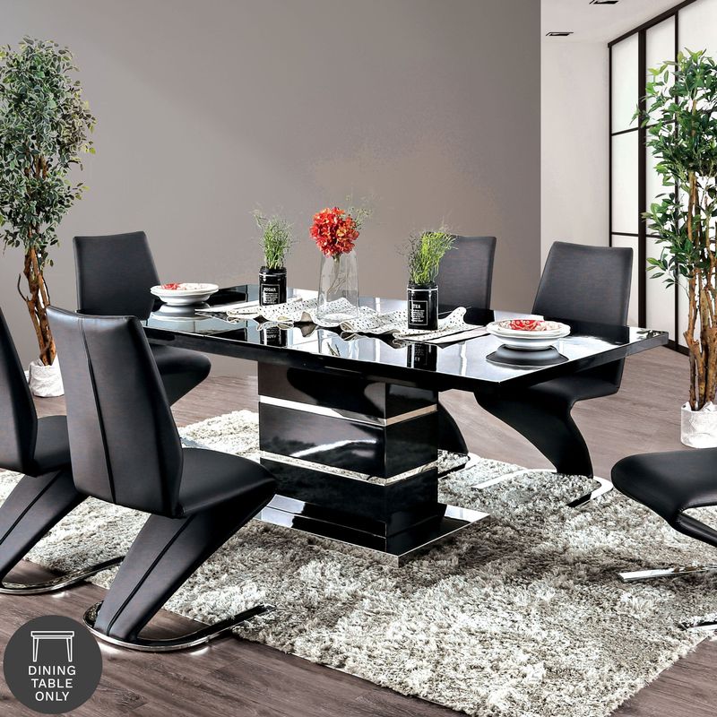 Strick & Bolton Ikemura Black 78-inch Expandable Dining Table - Chrome/Black