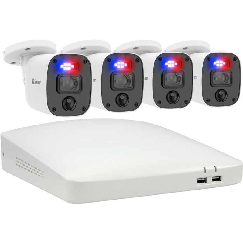 Alt View Zoom 12. Swann - Enforcer 8-Channel, 4-Camera Indoor/Outdoor Wired 1080p 1TB DVR Home Security Camera System - White