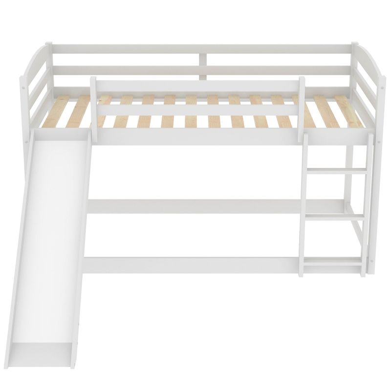 Twin over Twin Bunk Bed with Convertible Slide and Ladder - White