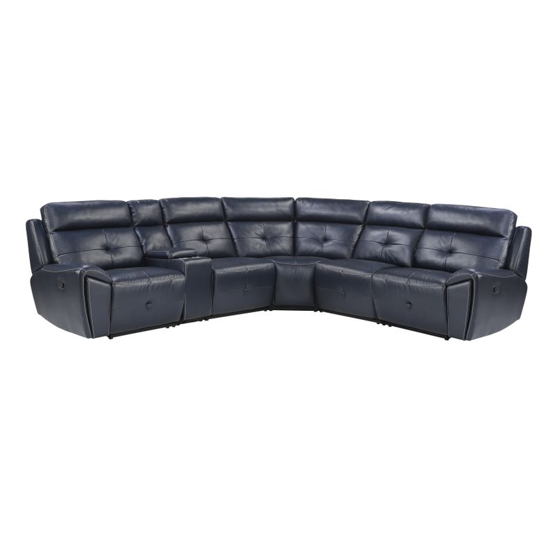 Veilleux 6-Piece Modular Reclining Sectional Sofa - Navy Blue