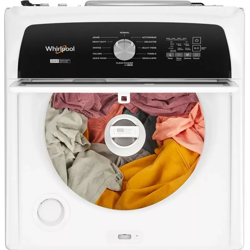 Whirlpool - 4.7-4.8 Cu. Ft. Top Load Washer with 2 in 1 Removable Agitator - White