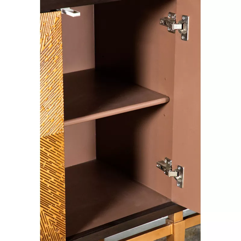 Zira Sunburst 2-door Accent Cabinet Brown and Antique Gold