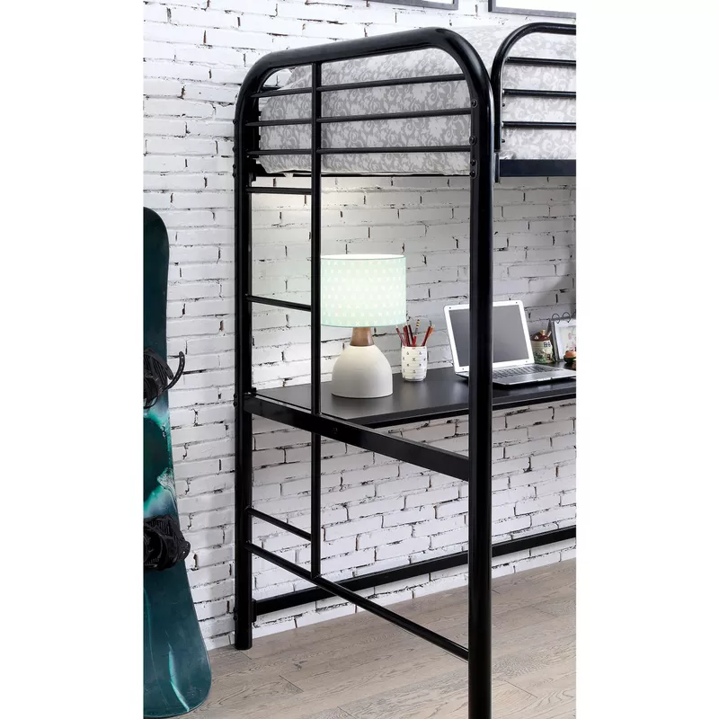 Transitional Metal Twin over Workstation Bunk Bed in Black