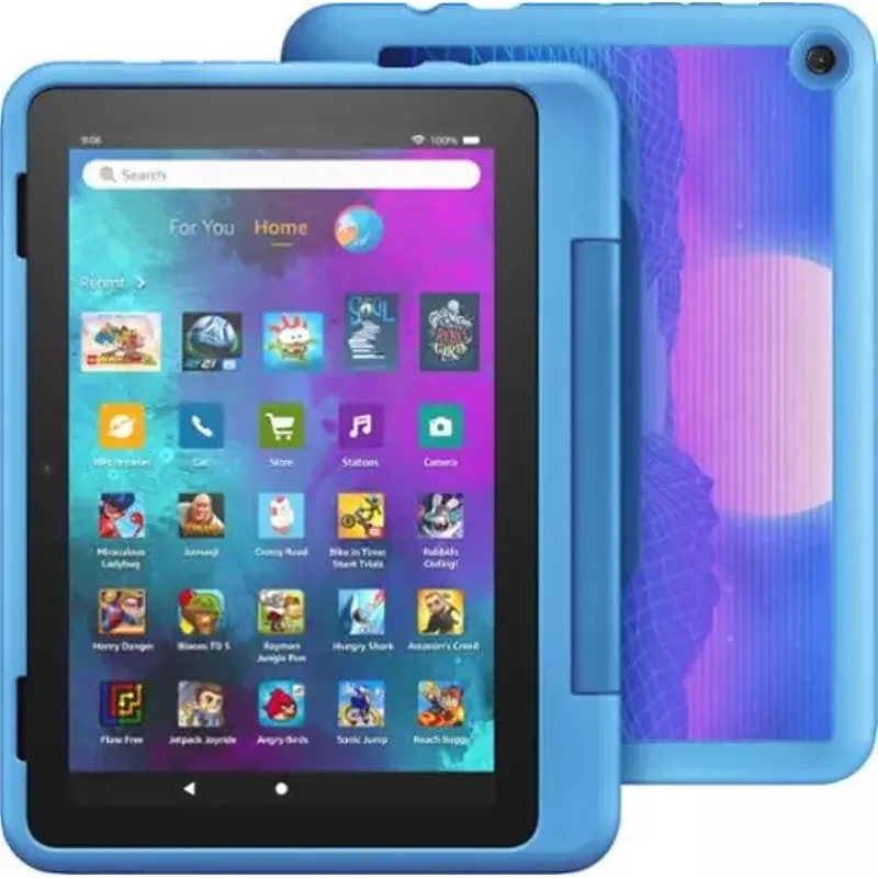 Amazon - Fire HD 8 Kids Pro ages 6-12 (2022) 8" HD tablet with Wi-Fi 32 GB - Cyber Sky