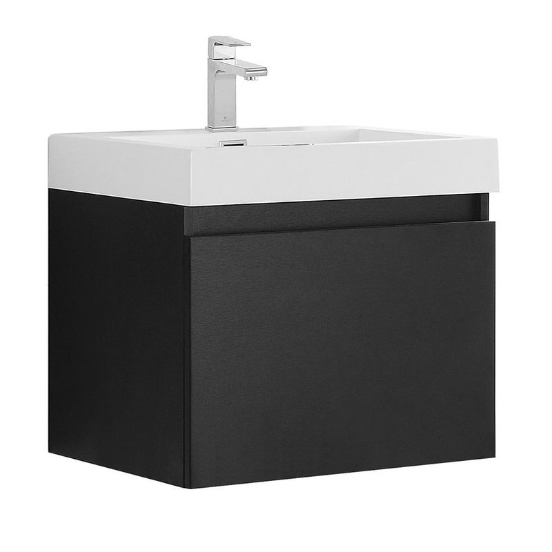 Fresca Nano Black Modern Bathroom Cabinet w/ Integrated Sink - Nano Modern Bathroom Cabinet w/ Integrated Sink