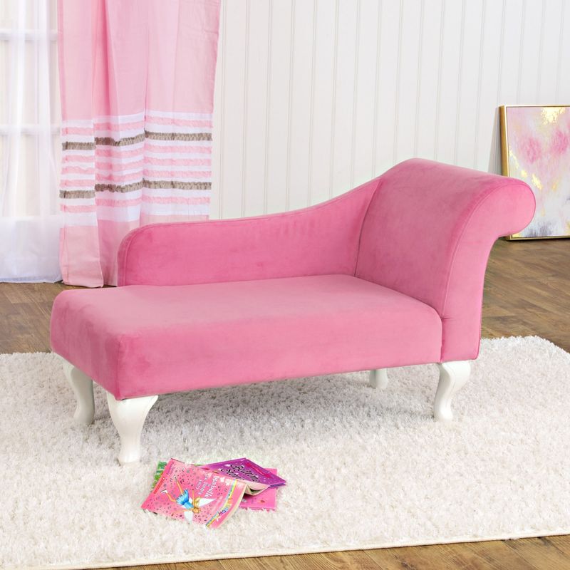 HomePop Juvenile Chaise Lounge in Pink Velvet - pink velvet