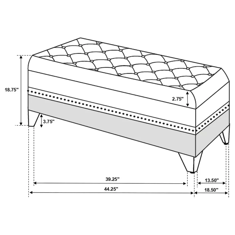 Rent To Own Barzini Tufted Rectangular Trunk With Nailhead Black ...