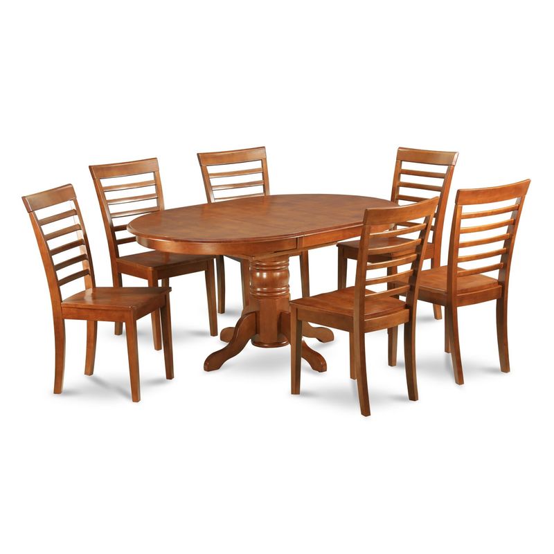 7-piece Dining Room Set-oval Dinette Table with Leaf and 6 Dining Chairs - Microfiber