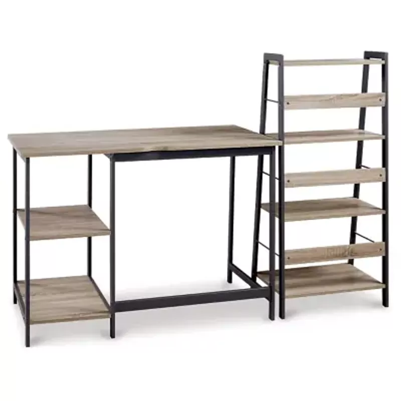 Light Brown/Gunmetal Soho Home Office Desk and Shelf