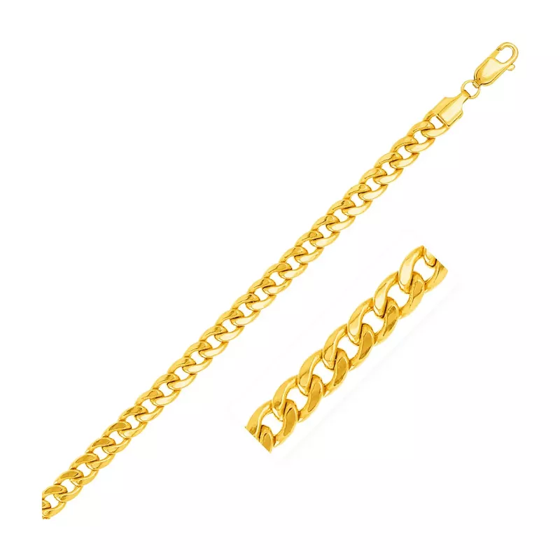 5.3mm 14k Yellow Gold Light Miami Cuban Bracelet (8.5 Inch)