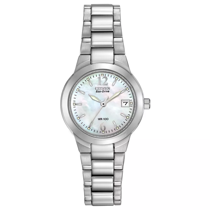 Citizen - Ladies Chandler Eco-Drive Silver-Tone Watch Mother-of-Pearl