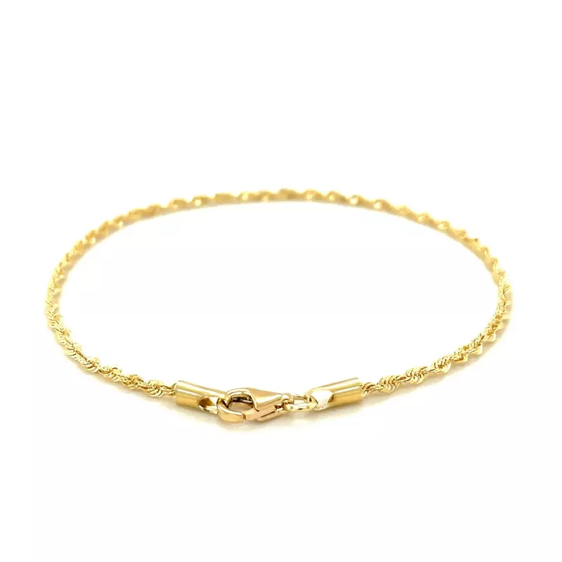 2.0mm 10k Yellow Gold Diamond Cut Rope Anklet (10 Inch)