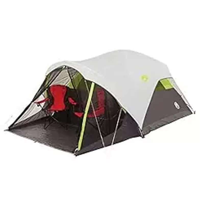 Coleman Steel Creek Fast Pitch Dome Camping Tent with Screened Porch, 6-Person Tent Includes Pre-Attached Poles, Integrated Rainfly, and Screened-In Porch, Sets Up in 7 Minutes