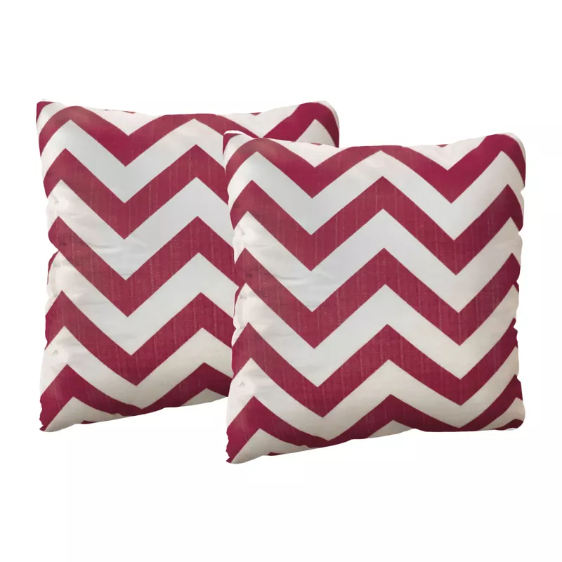 Contemporary Fabric 17" x 17" Throw Pillows in Red (Set of 2)
