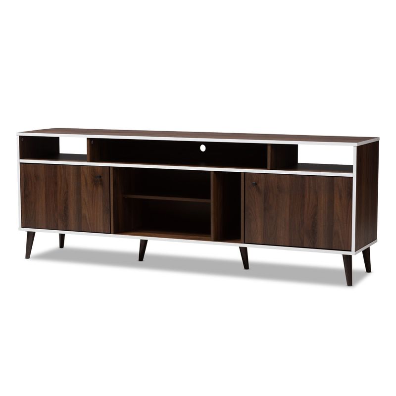 Mid-Century Brown and White TV Stand by Baxton Studio