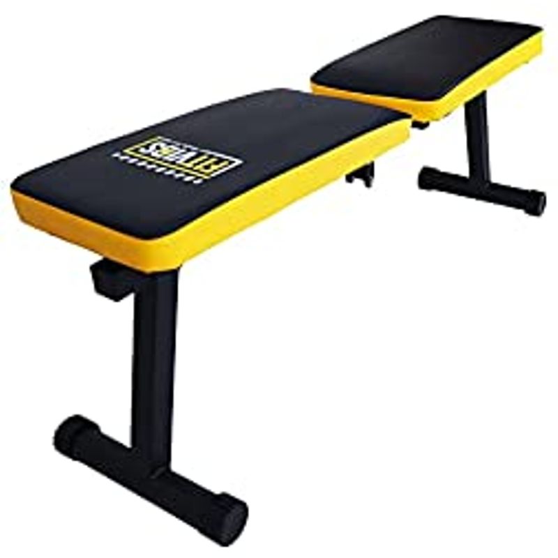 BalanceFrom Fitvids Steel Frame Fully Foldable Flat Incline Weight Training Exercise Bench, 600-Pound Capacity