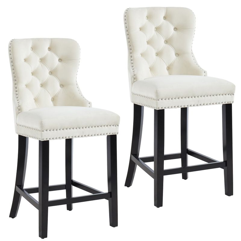 Copper Grove Kegeyli Velvet Tufted Armless Side Chairs (Set of 2) - Set of 2 - Counter height