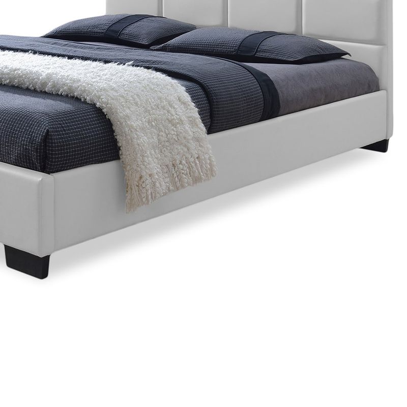 Baxton Studio Vivaldi Contemporary White Faux Leather Padded Platform Base Bed - Queen Size Bed-White