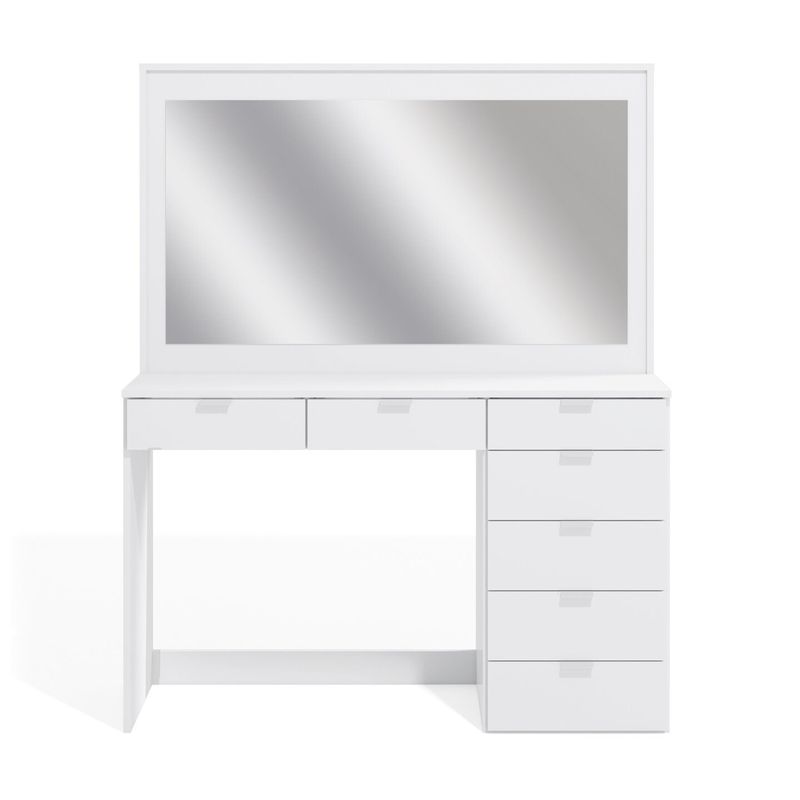 Boahaus Modern Vanity Table, White, 7 Drawers, Wide Mirror - White