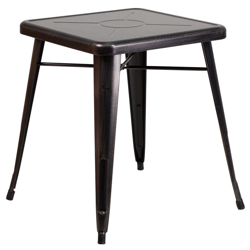 24-inch Square Metal Dining Table - Black