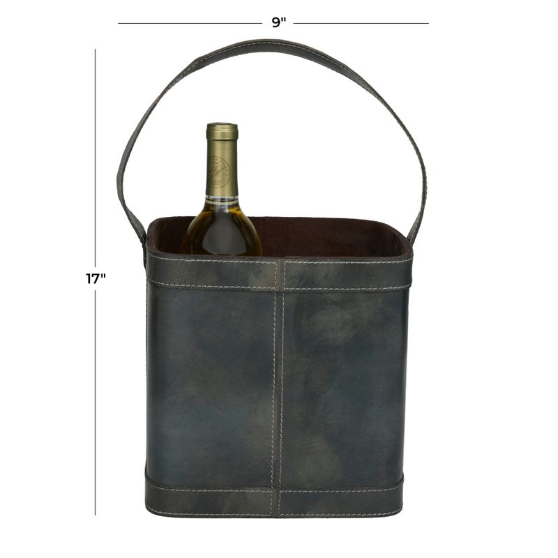 Leather Modern Wine Holder - 9 x 9 x 17 - Tan