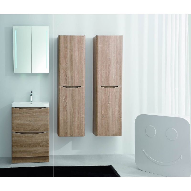 Eviva Smile White Oak 24-inch Modern Free-standing Bathroom Vanity Set with Integrated White Acrylic Sink