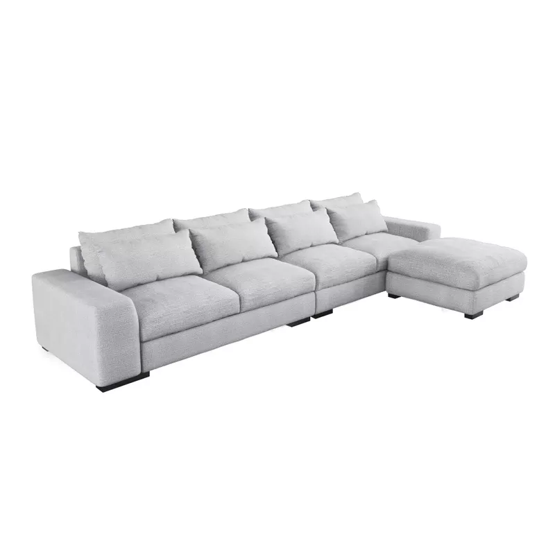 L-shaped Sectional Down Sofa and Chaise,Light Grey - Light Grey