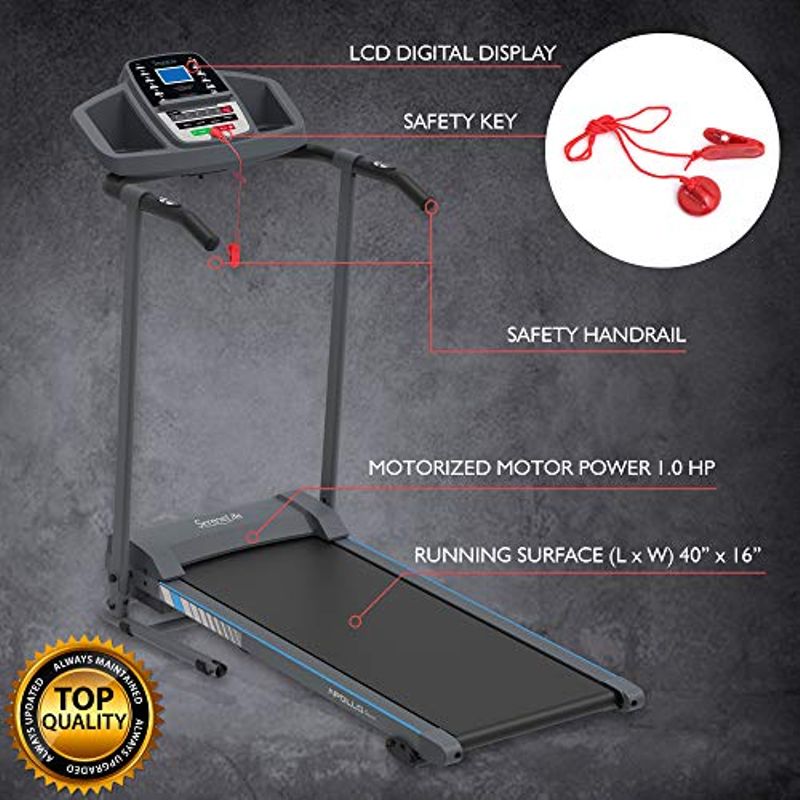Electric Folding Treadmill Exercise Machine - Smart Compact Digital Fitness Treadmill Workout Trainer w/ Bluetooth App Sync, Manual...